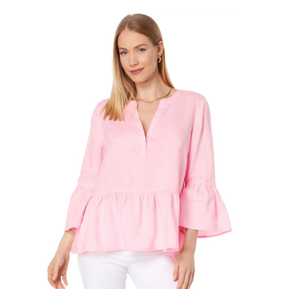 Lilly Pulitzer 3/4 Sleeve Bekah Linen Top